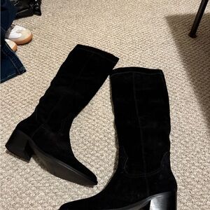 Nine West Black Suede Heeled Boots